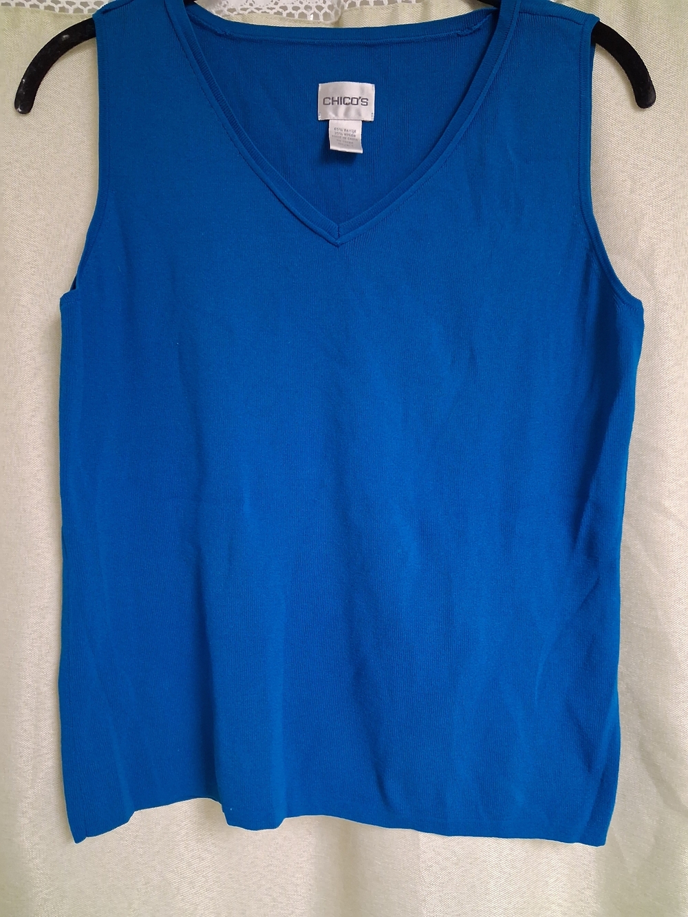 Chico's Sleeveless V-Neck Tank Top in Teal Blue Size 1